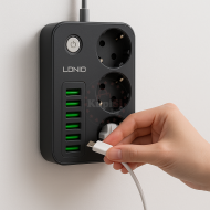 Разклонител с 6 USB порта и 3 контакта