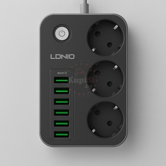 Разклонител с 6 USB порта и 3 контакта