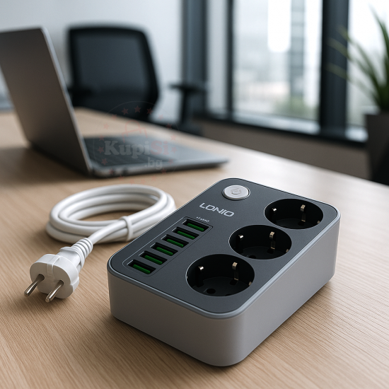 Разклонител с 6 USB порта и 3 контакта