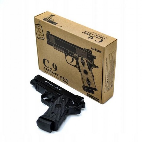Еърсофт пистолет C9 – Пружинен модел с пакет 300 топчета