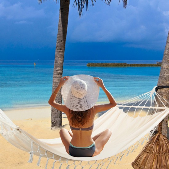 Бохо хамак за двама с дървени рамки - 200х150 см