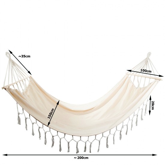 Бохо хамак за двама с дървени рамки - 200х150 см