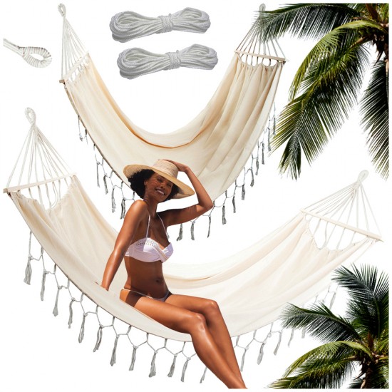 Бохо хамак за двама с дървени рамки - 200х150 см