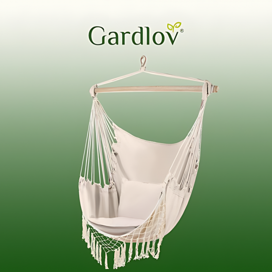 Бразилски стол хамак GARDLOV с 2 възглавници – 120 кг