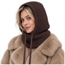 Дамска шапка качулка 3 в 1 с 30% вълна, черна
