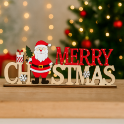 Дървена коледна табела Merry Christmas