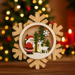 Дървена светеща снежинка