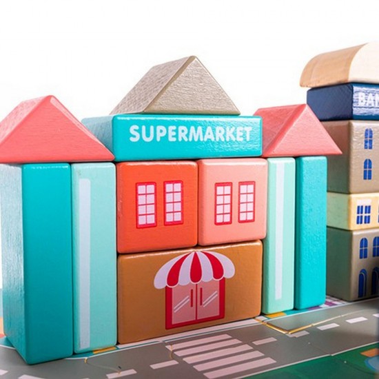 Дървени кубчета за игра - 115 части Kruzzel