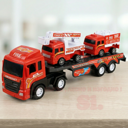 Голям детски автовоз с 2 пожарни автомобила