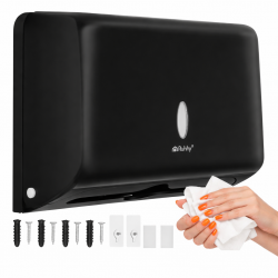 Стенен диспенсър за хартиени кърпи – Черен ABS, 27 см