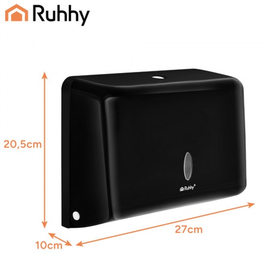 Стенен диспенсър за хартиени кърпи – Черен ABS, 27 см