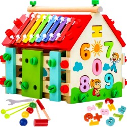 Дървена къща логика с цифри 