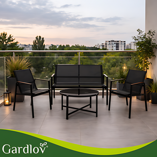Градински комплект мебели GARDLOV – Диван, 2 стола и маса