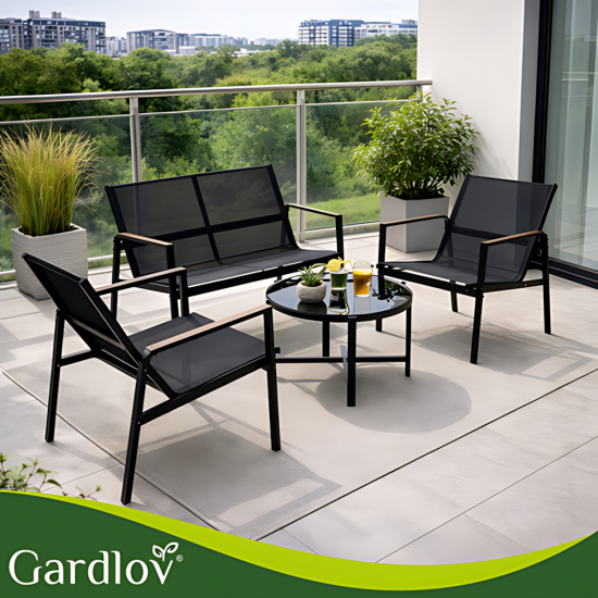 Градински комплект мебели GARDLOV – Диван, 2 стола и маса