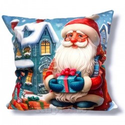 Коледна калъфка за декоративна възглавница с  Дядо Коледа