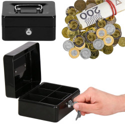Метална каса за пари с ключ и 5 отделения 20x16x9 см