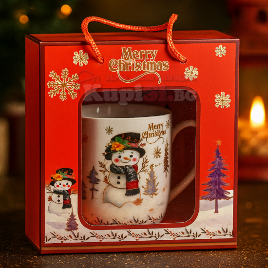 Порцеланова Коледна чаша със Снежко