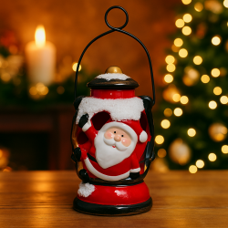 Коледен декоративен,светещ фенер с Дядо Коледа
