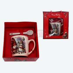 Порцелановаа Коледна чаша с лъжичка, Merry Christmas