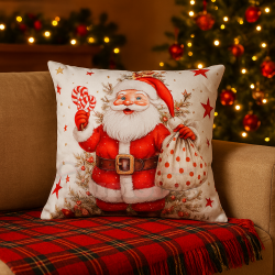 Коледна калъфка за декоративна възглавница - Дядо Коледа
