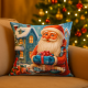 Коледна калъфка за декоративна възглавница с  Дядо Коледа