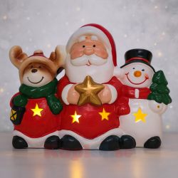 Коледна керамична фигура - Дядо Коледа, Снежко и Елен
