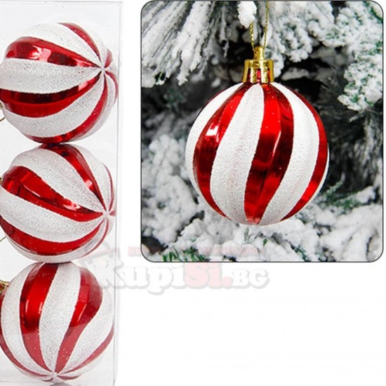 Комплект Коледни топки за елха, Червени, 5 броя