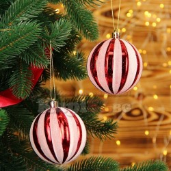Комплект Коледни топки за елха, Червени, 5 броя