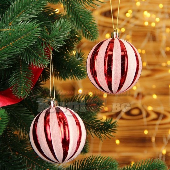 Комплект Коледни топки за елха, Червени, 5 броя