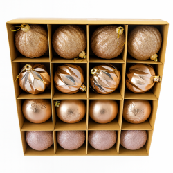 Коледни топки за украса - 16 броя в кутия