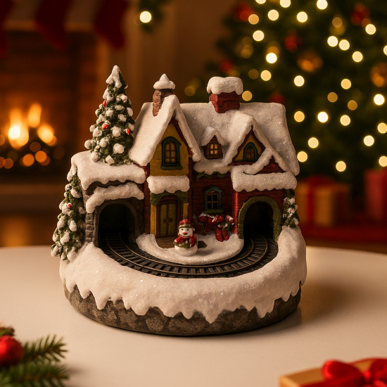 Коледна украса с влакче