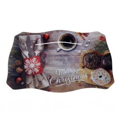 Стъклена  чиния с Коледна украса