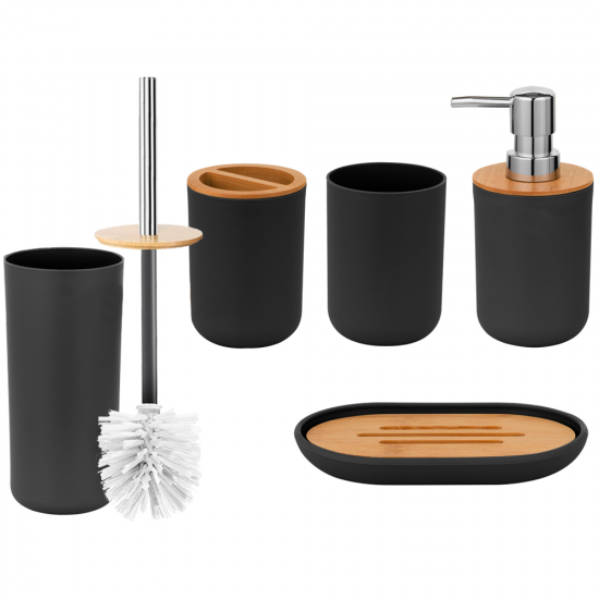 Черен комплект за баня от 6 части