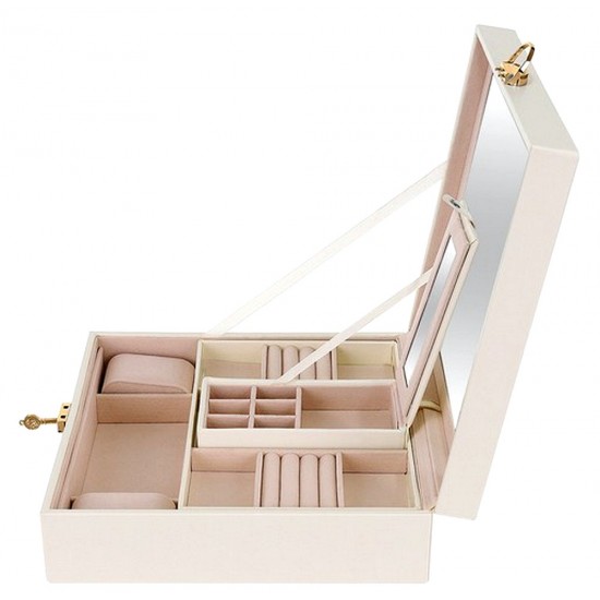 Луксозна Кутия за Бижута – Органайзер на Нива с Огледало и Ключ