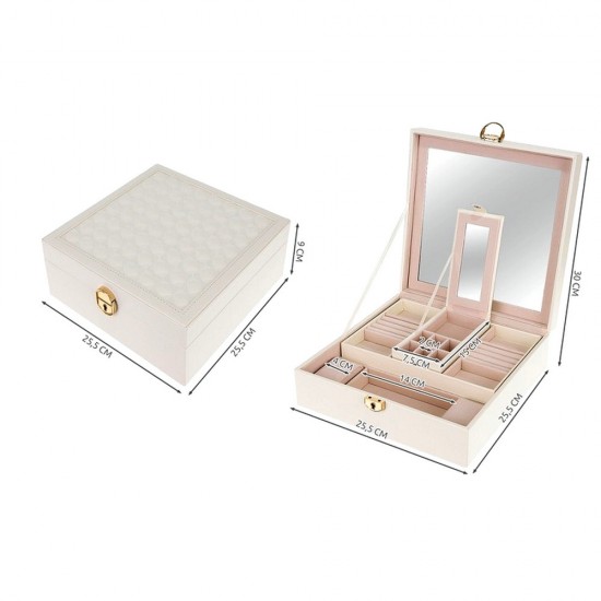 Луксозна Кутия за Бижута – Органайзер на Нива с Огледало и Ключ