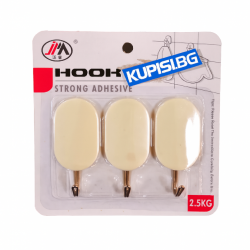 Бели Лепящи закачалки с метална кука (Комплект 3 броя)