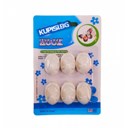 Бели пластмасови лепящи закачалки (Комплект 6 броя)