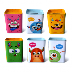Метална касичка за деца  - Весели чудовища