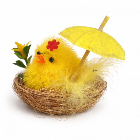 Малко декоративно великденско пиленце с чадърче