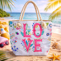 Голяма плажна чанта - LOVE