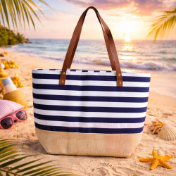 Плажна чанта на моряшко райе