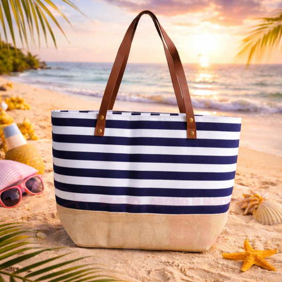 Плажна чанта на моряшко райе
