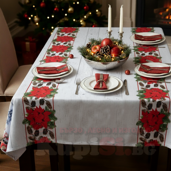 Коледна покривка  140 х 180