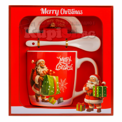 Порцеланов комплект Коледна чаша с чинийка и лъжичка 