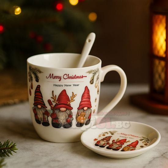 Порцеланова Коледна чаша Merry Christmas 