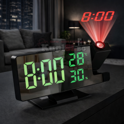 Часовник с проектор за стена - зелен