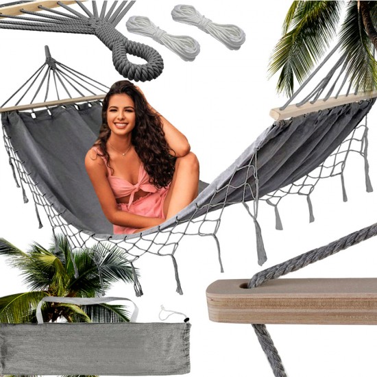 Сив Бохо хамак – Стил и комфорт (200х100 см)