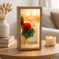 Луксозна светеща декорация с вечно живи цветя