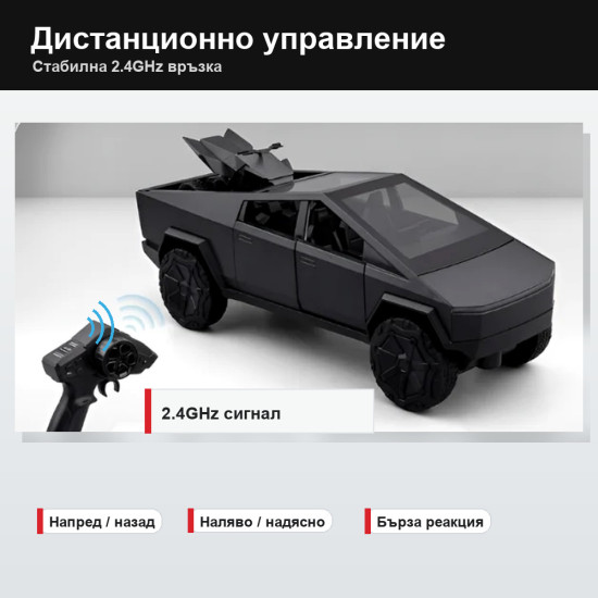 Метален пикап Tesla Cybertruck с дистанционно управление 