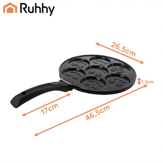 Тиган за палачинки с усмивки RUHHY – 7 гнезда, Индукция и Газ, 26см